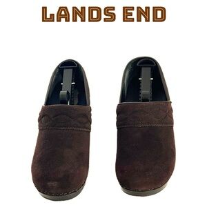Lands' End Women's Dark Brown Suede Mules